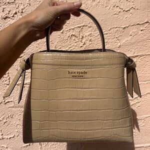 Kate Spade Tan Croc-Embossed Satchel